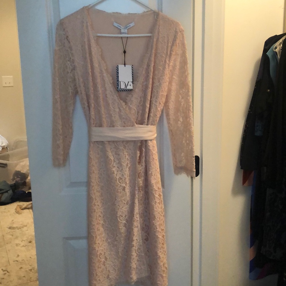 DVF Blush Julianna Lace Wrap Dress - never worn